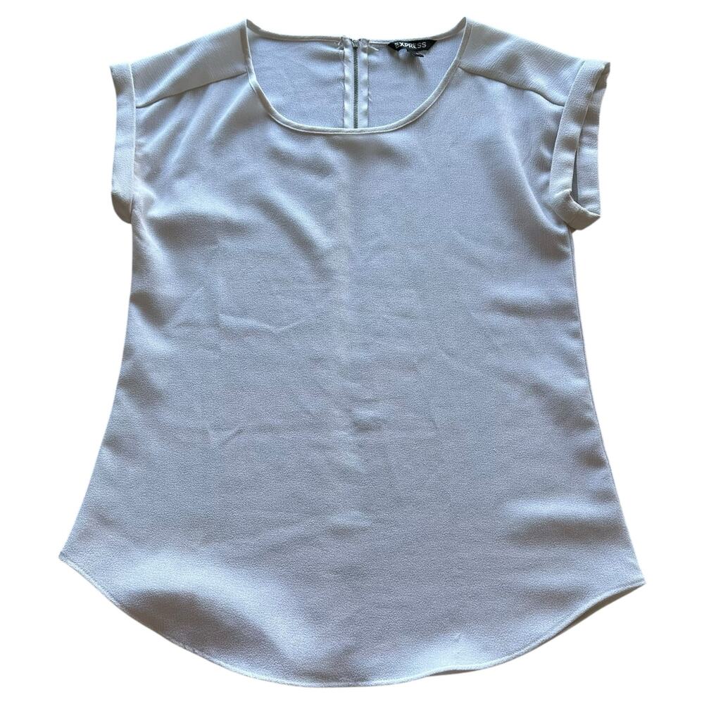 Womens Blouse Small White Classic Textured Minimalist Classic Timeless Polished